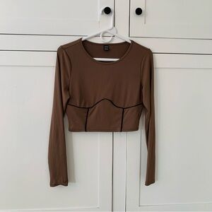 Shein Brown Black ContrastLong Sleeve Size Medium